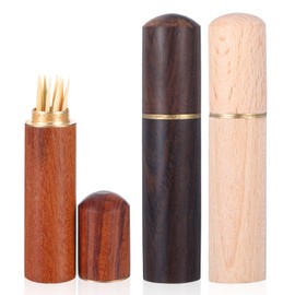 Classicseali 3PCS Travel Toothpick Holder,Portable Pocket Toothpick Holder,Wooden Toothpicks Holders for Purse, for Storage Toothpicks,Needle,Bead,Ear Pick,Small Object,for Women and Men,3 Colors