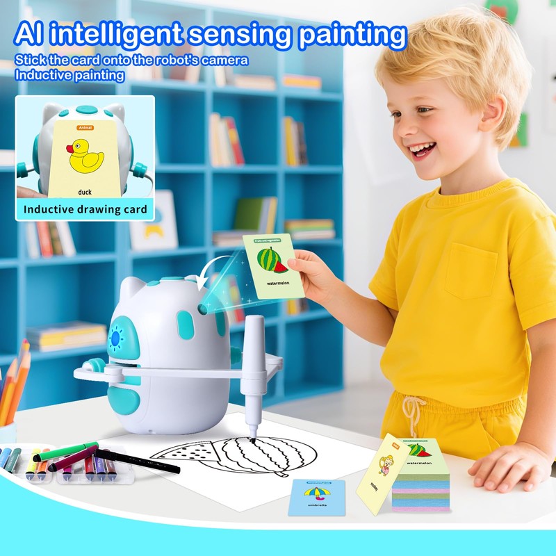 Drawing Robot for Kids 150 Educational Cards Smart Drawing Robot