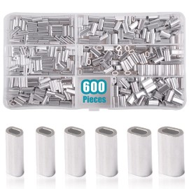 Wire Rope Sleeves, Wire Sleeves, Aluminum, Oval, Crimping Sleeves, Fishing, Wire-configured, 600 Pieces, 0.04 - 0.08 inches (1 - 2 mm)