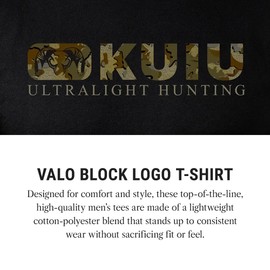 KUIU Valo Block Logo T-Shirt - Men's Lightweight Cotton-Poly Blend, Pre-Washed, Soft Crew Neck Tee Grey