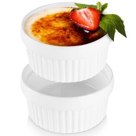 Vilde Casserole Bowls, Ceramic Bowls, Baking Cups, Baking Bowls, Casserole Dishes, Ceramic, Heat-Resistant, White, Set of 2, 250 ml