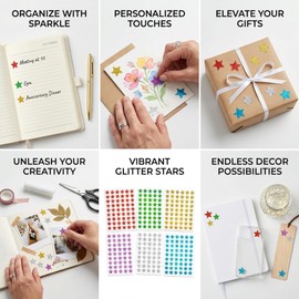 6 Colors Holographic Star Stickers - 1296PCS Small Star Stickers for Reward, Behavior Chart, 0.6" Glitter Sticker for DIY Crafts, Gift Decoration, Fun School Classroom Teacher Supplies