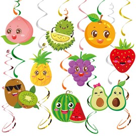 22pcs Fruit Party Decorations Fall Fruit Party Hanging Swirls for Fruit watermelon Strawberry Hawaiian theme Fall Birthday Baby Shower Bachelorette Party Decorations