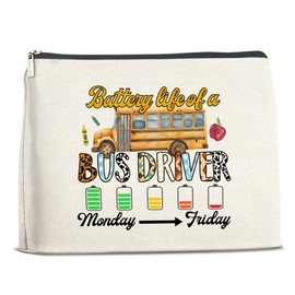 LGLZSHP Driver Gifts Makeup Bag Bus Driver Appreciation Gifts Cosmetic Bag Zipper Makeup Pouch Bus Driver Life 9.8 x 6.7 Inches