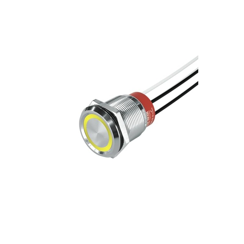 HBAN 22mm Momentary Stainless Steel Flat Round Pre-Wired Head Push