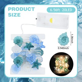 Green Shell Seahorse Fairy String Lights,9.8 ft 20 LEDs Waterproof Copper Wire Fairy Butterflies Twinkle String Decorative Lights for Bedroom Summer Garden Yard Landscape Wedding Party