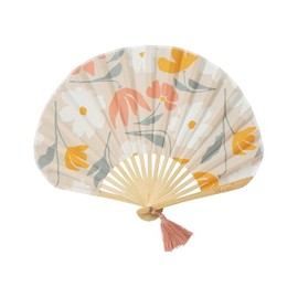 Wpc. Patterns W084-413-204 Ladies’ Fan, 2024 Model, Yukata, Festival, Kyoto, Travel, Heatstroke Protection, Cool, Stylish, Cute, Commuting to Work/School, Northern European Style, Retro, Polk/Beige