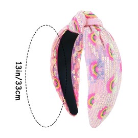 AddLotLot 2 PCS Sequin Knotted Headbands Rainbow Sequin Knotted Headband Sparkly Hair Bands Girls Pink Headpieces Cute Hair Accessories for Women Girls Prom Birthday Party