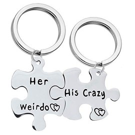 COLORFUL BLING 2Pcs Matching Puzzle Keychain for Couples Friends Valentine's Day Keyring for Him Her Couples Lover Keyring Friendship Jewelry-Style A