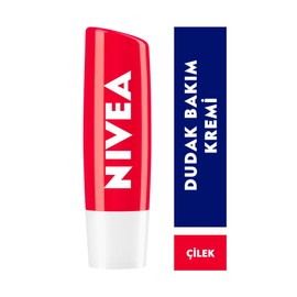 NIVEA Çilek Dudak Bakım Kremi 4.8 g, 24 Saat Nem, Dudak Bakımı, Çilek Kokusu, Hafif Kırmızı Işıltı