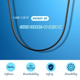 Patelai Black Necklace Cord Leather Cord Chain Long Necklace Wax Cord Faux Leather Chain with Silver Lobster Clasp Chains Band for Jewellery Men Women, Glue ropes and alloy, No Gemstone