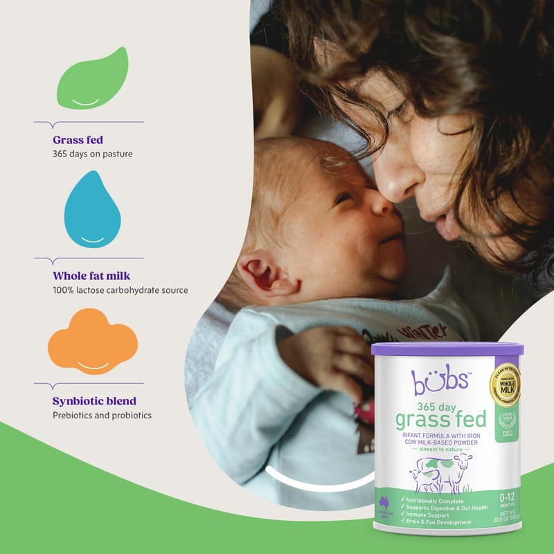 Bubs 365 Day Grass Fed Infant Formula with Iron, Cow