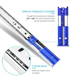 6 Pairs of 20 Inch Hardware 3-Section Soft Close Full Extension Ball Bearing Side Mount Drawer Slides,100 LB Capacity Drawer Slide