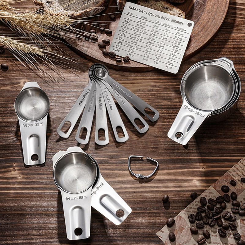 HEXPAN Heavy Duty 304 Metal Stainless Steel Measuring Cups &
