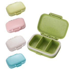 WUDQIJI Pill Box Pill Box Pack of 4 Pill Box Travel Pill Boxes Small Pill Box Pill Case with 3 Removable Compartments for Travel Daily Use 8 x 5 x 2.6 cm (4 Colours)