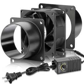 WDERAIR 80mm x 38mm 3 Inch Air Vent Duct Booster Adjustable Speed Fan with 2 Duct Adapters for DIY Grow Tent Attic Hydroponics Ventilation Soldering Fume Extractor-D8038