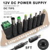 12V Power Supply DC Adapter Charger Replacement with 8 Tips,
