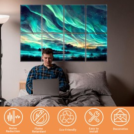 Art Acoustic Panels, 48"X32" Self-adhesive Soundproof Wall Panels, 8 Pack Decorative Acoustical Wall Panel Sound Absorbing Panels Sound Dampening Panels for Home