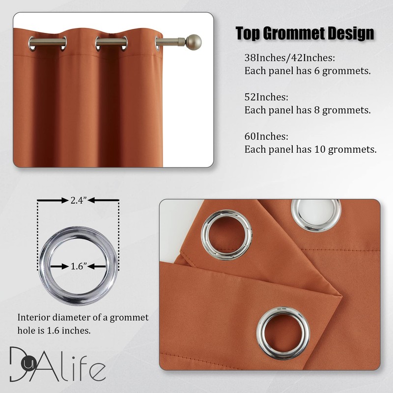 DUALIFE Terracotta Curtains-Rust Blackout Curtains for Small Windows 54 Inch