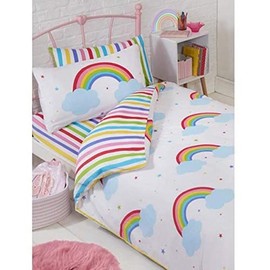 Price Right Home Rainbow Sky Stripes Bedroom Range Kids - Duvet Cover Set, Fitted Sheet Set & Curtains Available (Junior Duvet Cover Set)