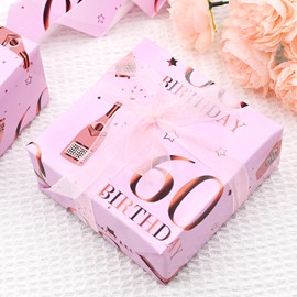 QRTDXP Rose Gold Gift Wrapping Paper Sheets for 60th Birthday,5pcs 50 * 70cm Large Birthday Paper, Pink Eco-friendly Gift Wrap Perfect for Wrapping Present or Flower for Girls Woman