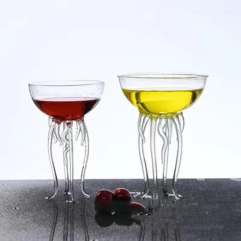 Magic Ocean Jellyfish Glass Cup Colorful Cocktail or Martini Cup