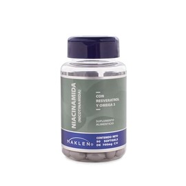 Maklen Niacinamida con Resveratrol - Nicotinamida con Resveratrol y Omega 3- Potente Formula Antioxidante y Bienestar Celular, Energia y Salud de la Piel - 90 Capsulas Softgels de 700 mg