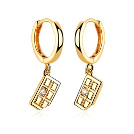 MYEARS Women Chocolate Earrings Gold Huggie Hoop Candy Kawaii Dangle Drop Cubic Zirconia 14K Gold Plated Small Simple Hypoallergenic Everyday Jewelry