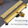 28 Inch Brushed Gold Linear Shower Drain with Adjustable Feet