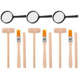 3 Sets of Excavation Tools: Archaeological Dig Tool Kit for Kids with Mini Hammer Chisel Brush Scraper and Magnifier Kit for Dinosaur Excavation and Gem Discovery