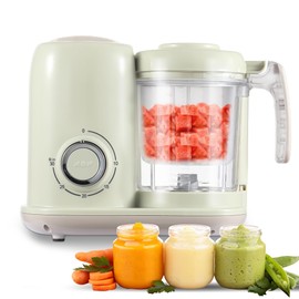 AMZBABYCHEF Baby Food Maker, 4 in 1 Baby Food Processor and Steamer, Puree Blender, Multifunctional Baby Puree Maker, Dishwasher Safe (Green)