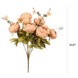 Duovlo Artificial Peony Silk Flowers Fake Flowers Vintage Wedding Home Decoration,Pack of 1 (Dark Champagne)