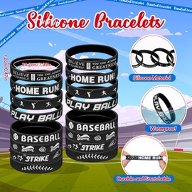 Shappy 100 Pieces Baseball Silicone Wristbands Motivational Rubber Bracelets Inspirational Softball Party Favors Baseball Wristbands Sports Prizes for Goodie Bag Stuffers Gifts (Classic)