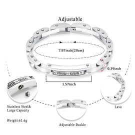 Oinsi Men's Motorcycle Chain Bracelet Stainless Steel Memorial Ashes Keepsake Urn Bracelet with Screw, Customize, Stainless Steel, zircon gemstone