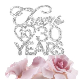 Sweet 16 Decoración para tarta para 16 años de cumpleaños o 16 aniversario de boda con diamantes de imitación, color plateado (dorado), 30