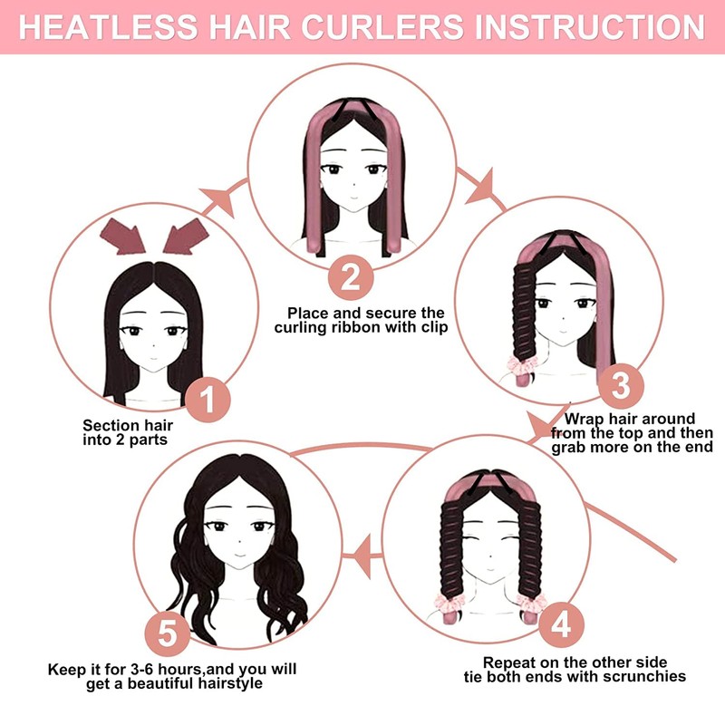 Rizador de pelo sin calor, diseño segmentado mejorado, diadema de