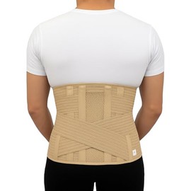 Faja Sacrolumbar Ergonómica Negra Grande Con Varillas De Aluminio | Soporte Ajustable Doble Tensión | Para Dolor En Espalda Baja | Transpirable, Cómoda Y Discreta Para Hombre Y Mujer