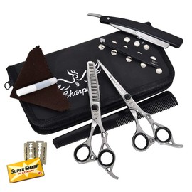 Professional Haircutting Scissors Kit – 6.5 inch Razor Edge Barber Scissor, Japanese Haircutting Scissors and Thinning Shears for Men, Women & Kids, Salon and Home Hair Cutting Set