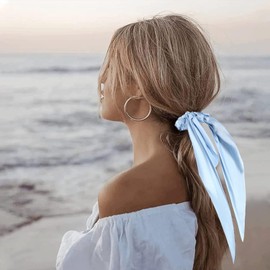 3 cintas elásticas para el pelo para mujer, lazo anudado, cinta de satén para el pelo, cinta para el pelo coletero rojo para mujeres y niñas (rojo, amarillo y azul)