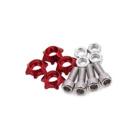 REPAIROCK 4Pcs Red Metal 6mm Thread Motorcycle Hexagon License Plate Bolts Screws Auto Replacement Parts