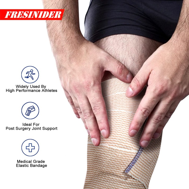 FRESINIDER Premium Elastic Bandage Wrap, 6 Pack 4" Cotton Latex