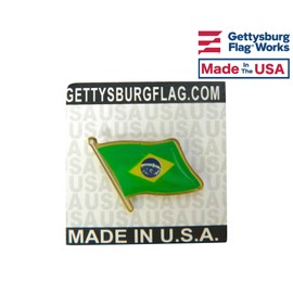 Brazil Flag Lapel Pin, Single Waving Design, Made in USA (1)