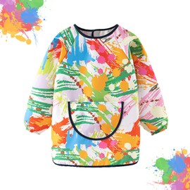 EOAMGO Children's Painting Apron for 7-11 Years, Waterproof Children's Painting Apron with Sleeves and Large Pockets, Children's Coat for Painting, Cooking, Crafts, Experimentation