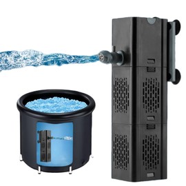 ianjetty Cold Plunge Filter with 2 Water Flow Outlet, 500 GPH Small Pool Filter, Cold Pod Ice Bath Tub with Filter, Cold Plunge Accessories (Black)