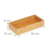 Relaxdays Bamboo Organiser Box, Flat Storage Box without Lid, H