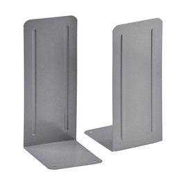 Acrimet Jumbo Premium Metal Bookends 9" (Heavy Duty) (Silver Color) (1 Pair)