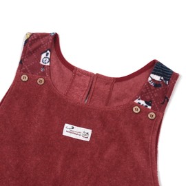 [クスグルジャパン] フリースエプロン フリース釦リボンあきエプロン レッド Ｍ-Ｌ