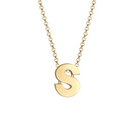 Elli Women's Necklace Letter S in 925 Sterling Silver Gold-Plated, Sterling Silver, No Gemstone