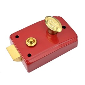 ZONADAH Traditional Nightlatch Heavy Duty Dead Bolt Lock Red Security Exterior Door Lock with Keys Nightlatch with 3 Keys Copper Cylinder Door Lock