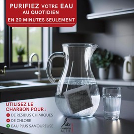 4 x Water Filter Vegetable Activated Carbon French Activated Carbon Super Activated Granules - Only 20 Minutes - Natural for Carafe, Bottle, Drinking Bottle - Filter Flowing Water